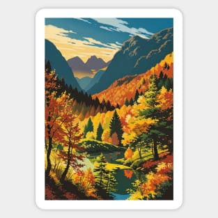 River at the bottom of a canyon in autumn Sticker